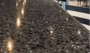 black terrazzo countertop