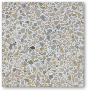 beige and gray terrazzo with a white background