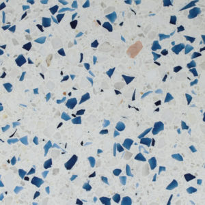 white blue glass terrazzo
