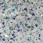 gray white green blue glass terrazzo