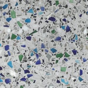 gray white green blue glass terrazzo