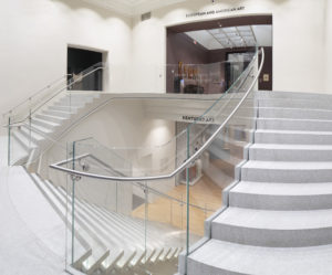 gray terrazzo staircase at the speed art museum
