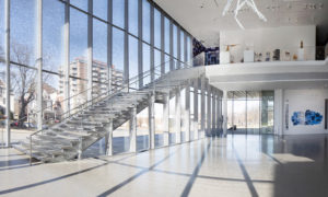 gray terrazzo staircase with a gray terrazzo floor at the speed art museum