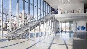 gray terrazzo treads with a gray terrazzo floor at the speed art museum