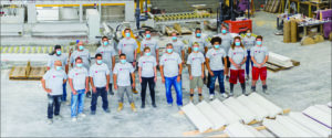 venosa precast terrazzo team standing in the shop