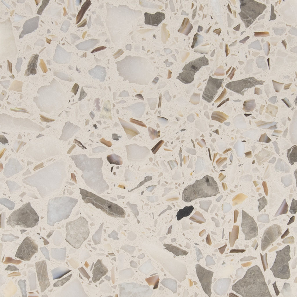 beige grey mother of pearl terrazzo